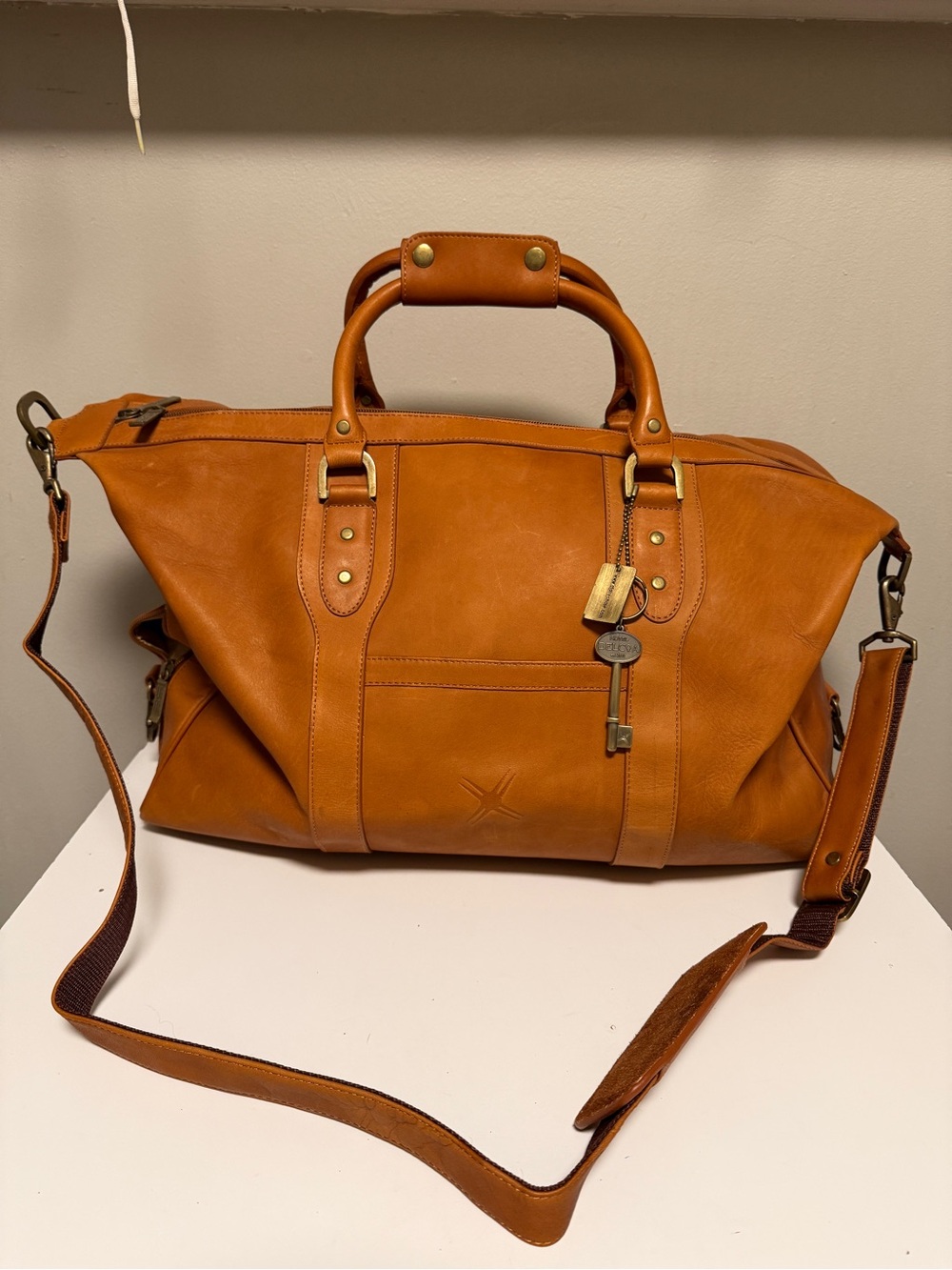 CLAIRE CHASE Florence Duffel Saddle Leather